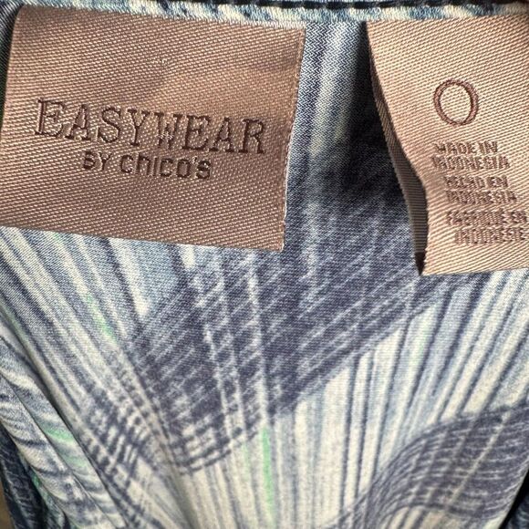 Chico's Easywear blue and turquoise abstract print shift dress size 0 (small) - Picture 4 of 5